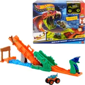 Tory, garaże, parkingi - Hot Wheels Monster Trucks Rajdowe wyzwanie – Tor Paszcza Krokodyla Zestaw JJN45 - miniaturka - grafika 1