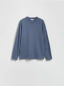Koszulki męskie - Reserved - Bawełniany longsleeve - granatowy - miniaturka - grafika 1