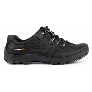 Skórzane buty trekkingowe męskie 213GT czarne - Buty Olivier - Buty trekkingowe męskie - miniaturka - grafika 1