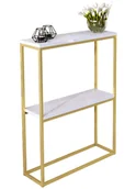 Konsole i sekretarzyki - Minimalistyczna konsola złoty + biały połysk R4-N59 - miniaturka - grafika 1