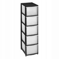 Szafki łazienkowe - Regał Z Szufladami Plastikowy Czarny 37X26,8X102,4 CM Mobilny Plas - miniaturka - grafika 1