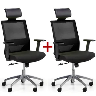 Fotel biurowy, krzesło biurowe B2B Partner Krzesło biurowe z oparciem z siatki WOLF II, regulowane podłokietniki, aluminiowy krzyżak, 1+1 GRATIS, czarne 407069 - Fotele i krzesła biurowe - miniaturka - grafika 1