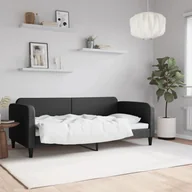 Sofy i kanapy - vidaXL Sofa z funkcją spania, czarna, 90x190 cm, obita tkaniną - miniaturka - grafika 1