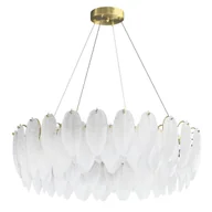 Lampy sufitowe - Wisząca lampa do salonu PIUMA ST-6289-8 Step listki mosiądz biały - miniaturka - grafika 1