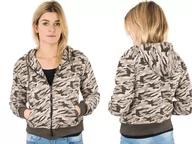 Bluzy damskie - Bluza Damska Dresowa Moro z Kapturem 6021 L beżowa - miniaturka - grafika 1