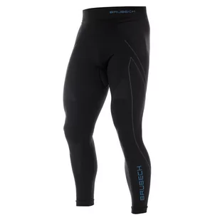 Brubeck - Legginsy termoaktywne Thermo - Nilit® Heat - Czarno-niebieskie - LE11840A - Spodnie sportowe męskie - miniaturka - grafika 1