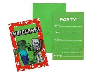 Zaproszenia urodzinowe Minecraft, 6 szt. - Kartki okolicznościowe i zaproszenia - miniaturka - grafika 1