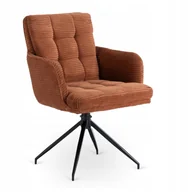 Krzesła - Krzesło Obrotowe Kubełkowe Tapicerowane Do Jadalni Sztruks Rudy AKITA - miniaturka - grafika 1