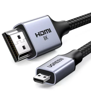 Kabel przewód przejściówka micro HDMI - HDMI 2.1 8K 2m szary - Kable - miniaturka - grafika 1