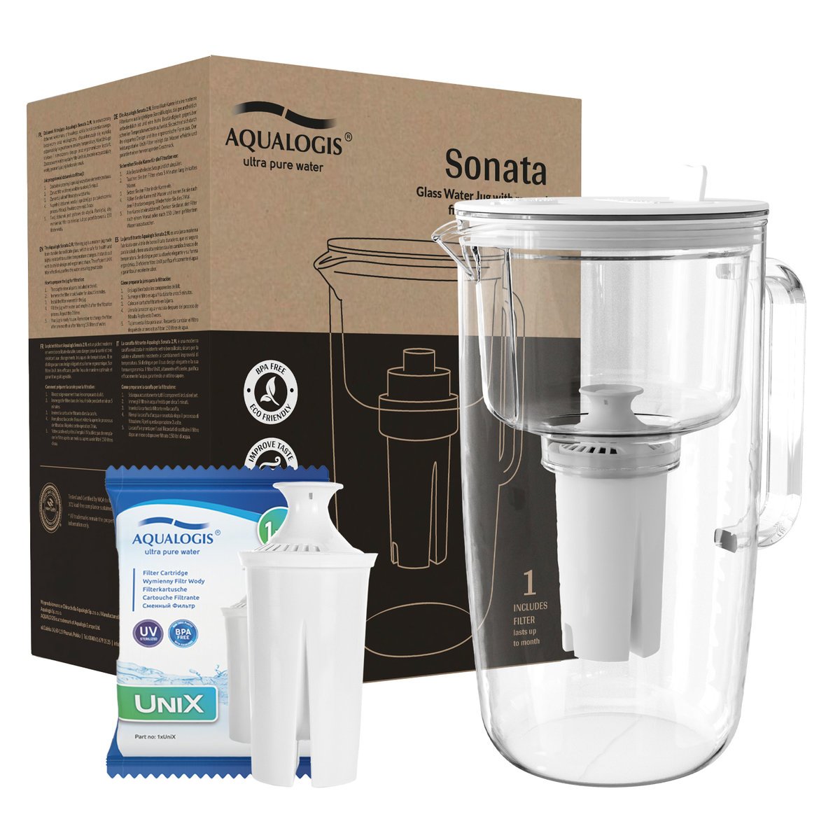 Szklany Dzbanek 2.9L Sonata Biały z UniX