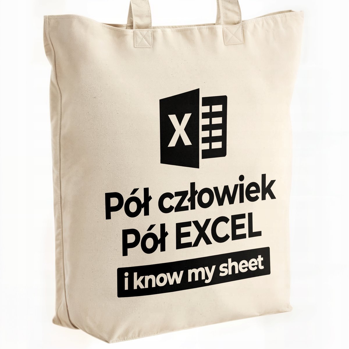 Torba bawełniana premium Pół Człowiek Pół Excel Zabawny Prezent
