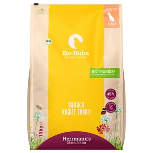 Herrmanns Bio, biokurczak z ryżem i groszkiem - 10 kg - Sucha karma dla psów - miniaturka - grafika 1