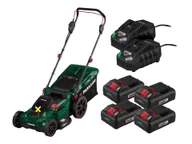 Kosiarki - PARKSIDE® Zestaw Akumulatorowa kosiarka 40 V z 4 akumulatorami Smart, 4 Ah i 2 szybkimi ładowarkami, 4,5 A - miniaturka - grafika 1