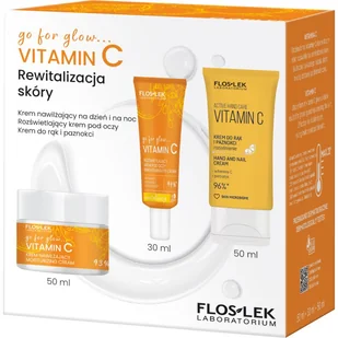 Floslek go for glow…VITAMIN C Rewitalizacja skóry zestaw krem nawilżający na dzień i na noc 50ml + rozświetlający krem pod oczy 30ml + krem do rąk i paznokci 50ml - Zestawy kosmetyków damskich - miniaturka - grafika 1