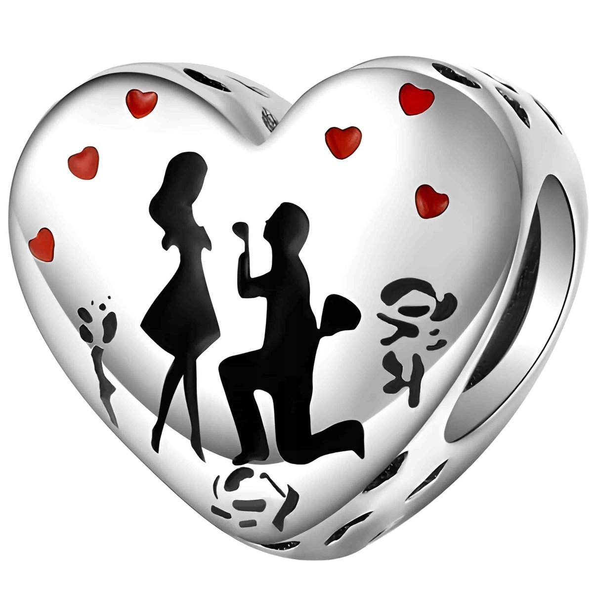 Charms Srebrny Serce Zaręczyny Zakochana Para Młoda Serduszko SREBRO 925