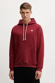 Bluzy męskie - Hummel bluza męska kolor bordowy z kapturem gładka 232944 - miniaturka - grafika 1