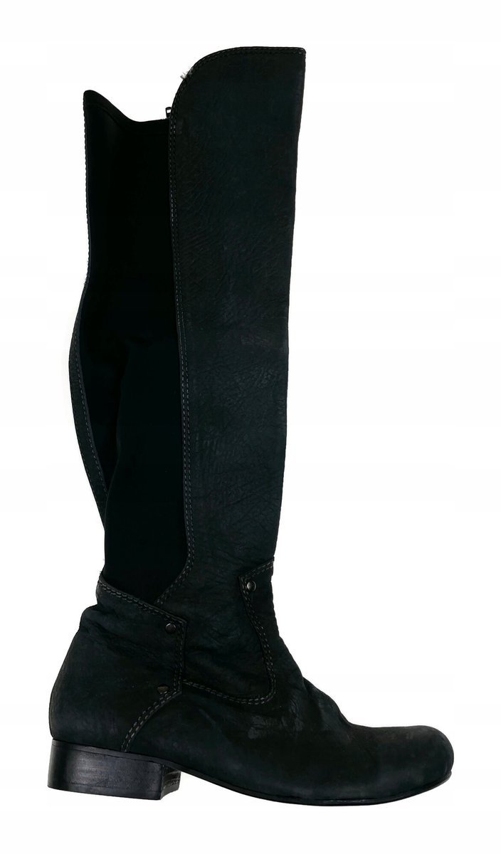 Szaro-czarne kozaki płaskie TwoLips 36