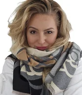 Apaszki i szaliki damskie - Ciepły szal szalik Chusta frędzle kwiaty miękki Zjawiskowy 180x65 cm - miniaturka - grafika 1