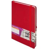 Szkolne artykuły papiernicze - Notes A5 z gumką Formalizm kratka czerwony - miniaturka - grafika 1