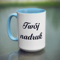 Kubki - Duży kubek XXL z błękitnym wnętrzem i uszkiem z Twoim nadrukiem - miniaturka - grafika 1