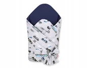 Rożki i beciki - Rożek dla niemowląt z wiązaniem 2w1 usztywniany i miękki - zające w w autka - miniaturka - grafika 1