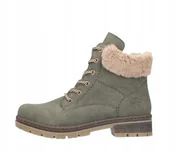 Botki damskie - RIEKER BOTKI Z ZAMSZOWĄ CHOLEWKĄ I FUTERKIEM 40 J0A - miniaturka - grafika 1