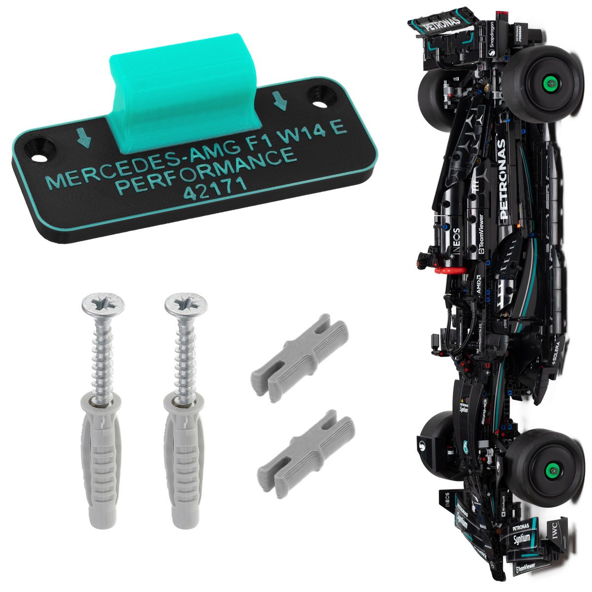 Mercedes AMG F1 W14 E - 42171 - Uchwyt ścienny na model LEGO F1 - wersja B