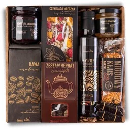 ZESTAW KOSZ PREZENTOWY herbata kawa miód syrop czekolada konfitura premium - Zestawy upominkowe ZESTAW KOSZ PREZENTOWY herbata kawa miód syrop czekolada konfitura premium - Zestawy upominkowe - miniaturka - grafika 1