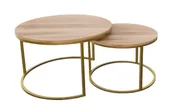 Ławy i stoliki kawowe - Stoliki Kawowe 2W1 Do Salonu Dąb Wotan + Złoty G5-M00 - miniaturka - grafika 1