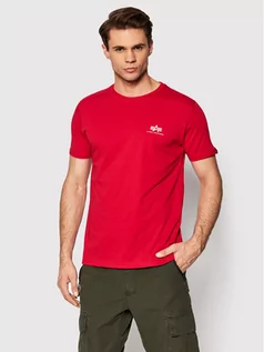Koszulki męskie - Alpha Industries T-Shirt Backprint 128507 Czerwony Regular Fit - grafika 1