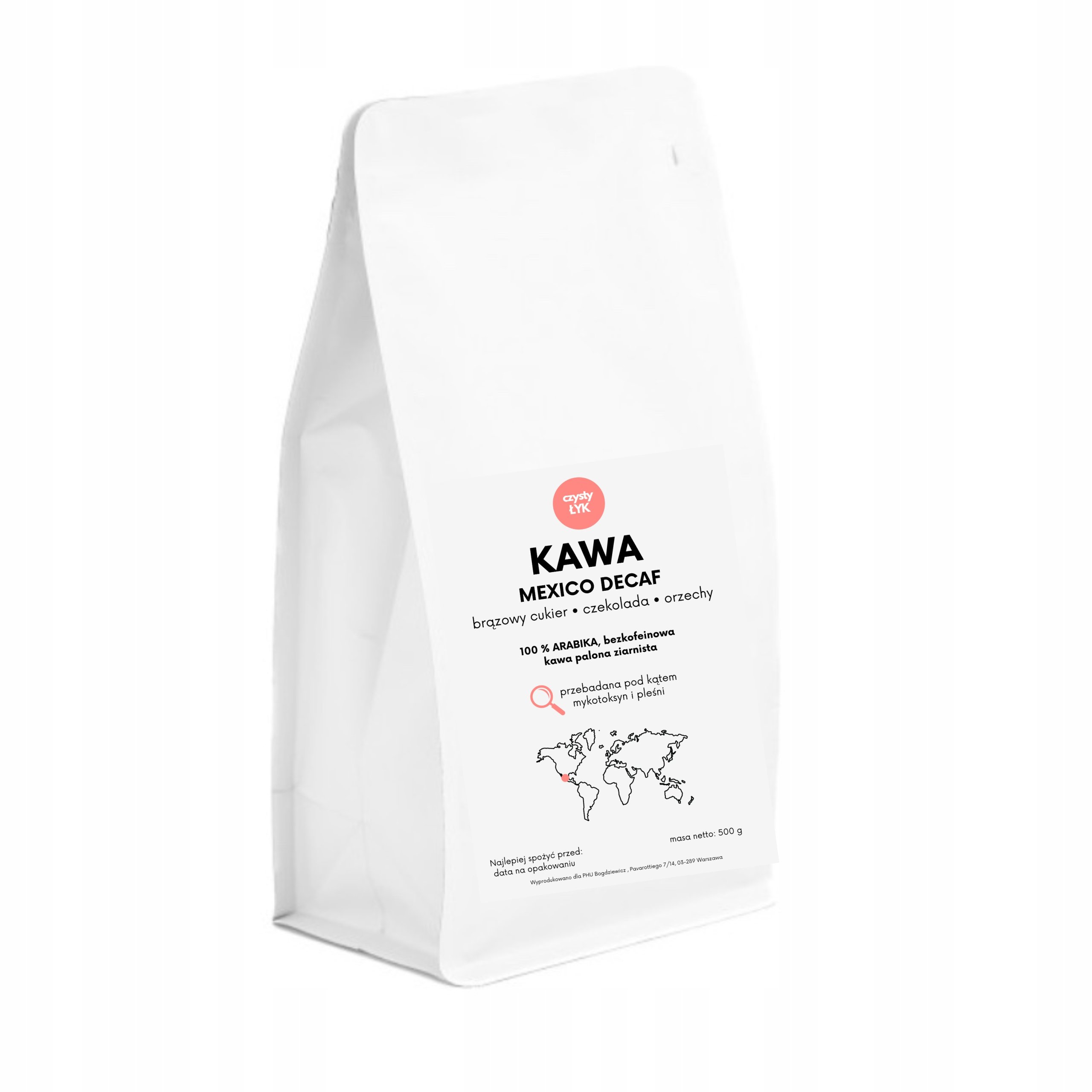 Kawa ziarnista 500g Mexico Decaf Czysty Łyk – bez pleśni, obróbka wodna