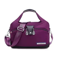 Torebki damskie - Duża pojemność Wodoodporna i antykradzieżowa modna torebka Damska torba na ramię Fioletowy - miniaturka - grafika 1