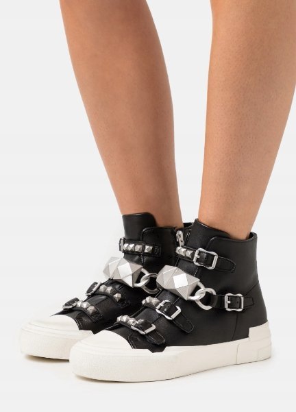ASH GALAXY NEW TRAMPKI DAMSKIE CZARNE Z KLAMRAMI SKÓRZANE 38 14CA