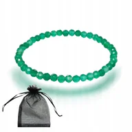 Bransoletki - Bransoletka Naturalny Kamień Agat zielony fasetowane kulki 4mm gumka 17cm, bez marki, AG00000116 - miniaturka - grafika 1