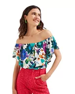 Bluzki damskie - Desigual Bluzka damska BLUS_SENDY Blouse, zielona, XS - miniaturka - grafika 1