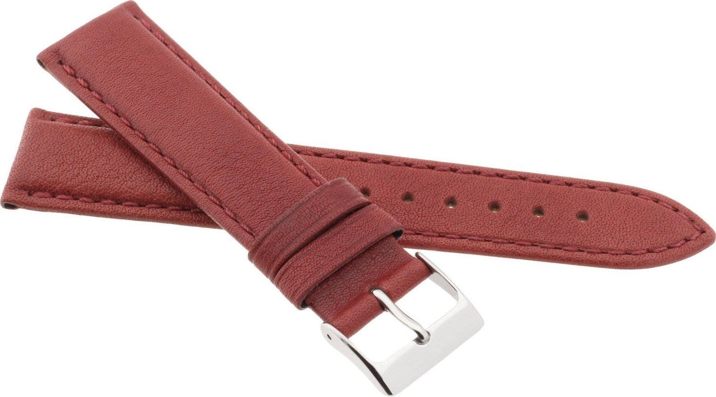 JVD Skórzany pasek do zegarka 20 mm JVD R42207-20 czerwony
