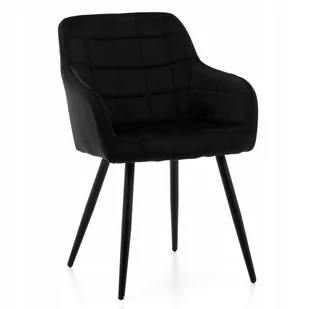 krzesło ORTE tapicerowane welurowe czarne - Krzesła - miniaturka - grafika 1