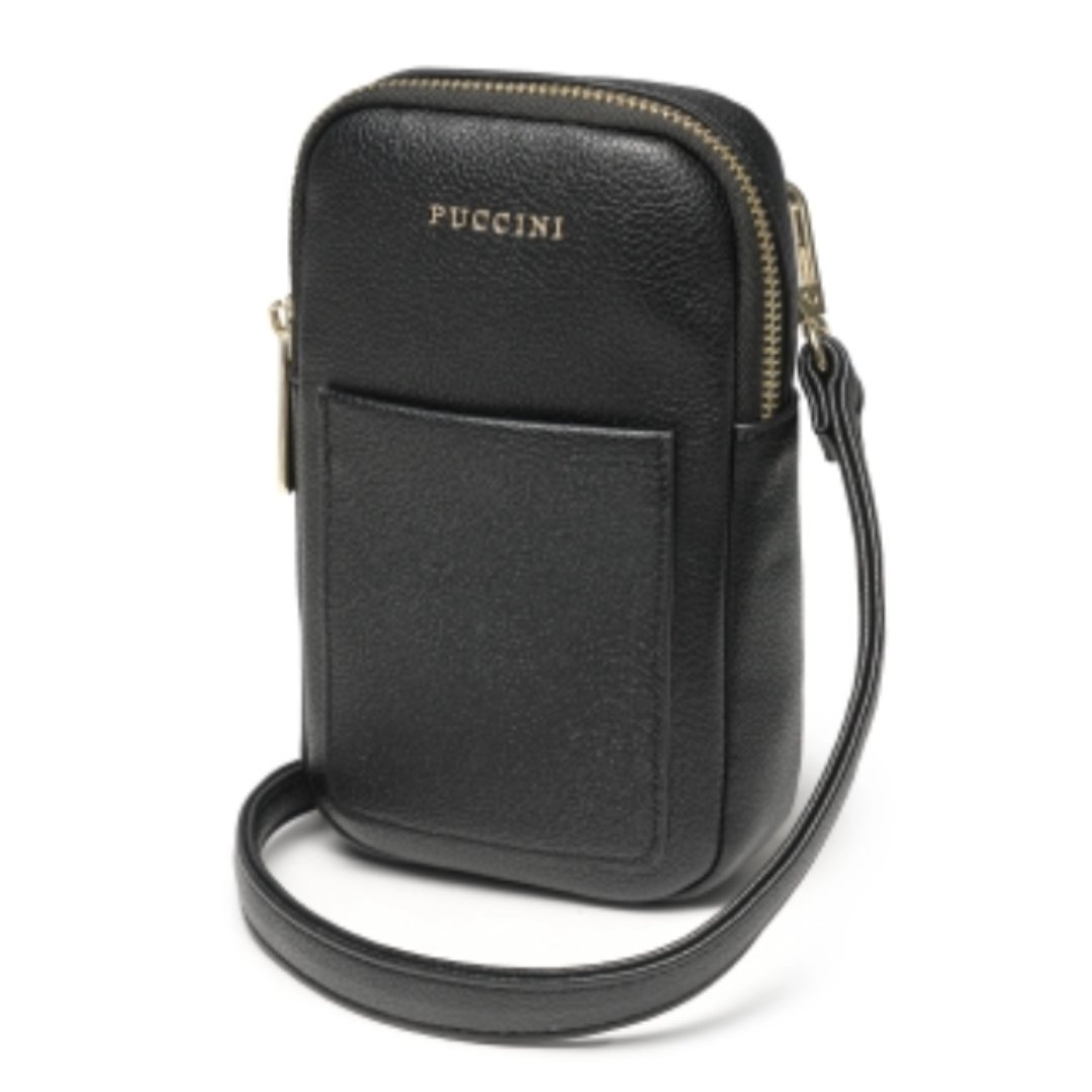 Mini torebka na telefon listonoszka PUCCINI czarna