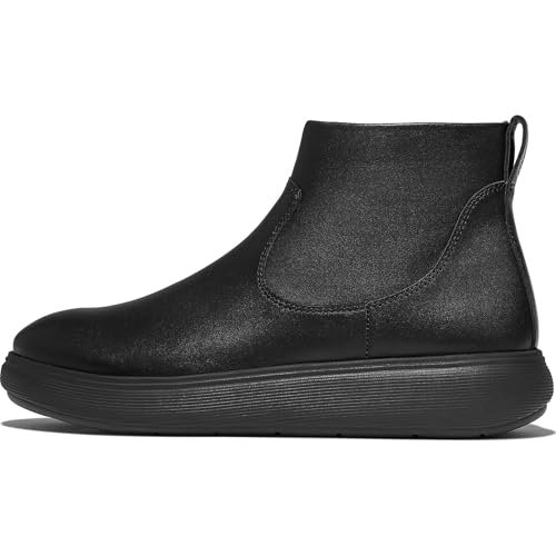 Fitflop Damskie botki Iq-comff skórzane z zamkiem błyskawicznym, Cały czarny, 42 EU