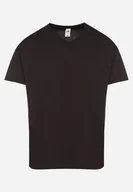 Koszulki męskie - Czarna Bawełniana Koszulka T-shirt Basic z Dekoltem w Serek Malvinea - miniaturka - grafika 1