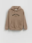 Bluzy dla chłopców - Reserved - Bawełniana bluza oversize - brązowy - miniaturka - grafika 1