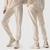 Spodnie damskie - Spodnie Damskie 4F Joggery Dresowe Kremowe Dresy Modne 4FWSS24TTROF665 XXL - miniaturka - grafika 1