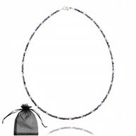 Naszyjniki - Naszyjnik Iolit i Kwarc Różowy Fasetowany 2-3mm Srebrne Zapięcie dł. 43cm - miniaturka - grafika 1