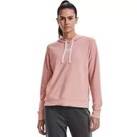 Bluzy sportowe damskie - Damska bluza treningowa UNDER ARMOUR Rival Terry Hoodie - różowa - miniaturka - grafika 1