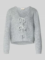 Swetry damskie - Kurtka z dzianiny z wiązaniem model ‘GRSLULU’ - miniaturka - grafika 1