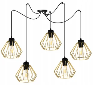 Lampa Sufitowa Wisząca Żyrandol Pająk Złota Loft Nowoczesna Glamour Czarna - Lampy sufitowe - miniaturka - grafika 1