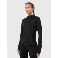 Bluzy sportowe damskie - Bluza Damska 4F Treningowa Rozpinana Z Kapturem Czarna Z22BLDF350-20S - miniaturka - grafika 1