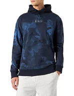 Bluzy męskie - Armani Exchange Męska bluza z kapturem z kontrastowym wzorem, bluza z kapturem, niebieska Camou AO, ekstra mała - miniaturka - grafika 1