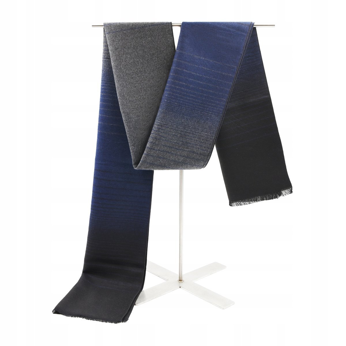 SZAL Szalik MĘSKI Zimowy Ciepły SZARO-GRANATOWO-CZARNY w Pasy Pako Jeans