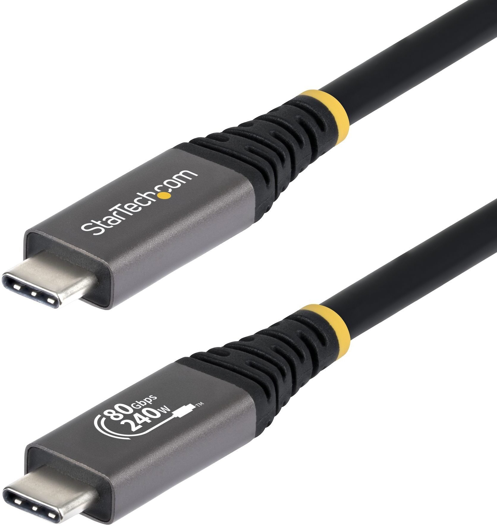 StarTech STARTECH.COM 1,5m USB4 Kabel 80Gbps certyfikowany przez USB-IF kabel do ładowania 240W 8K 120Hz-4K 240Hz kabel monitorowy DP2.1 Thunderbolt 4 CC150CM80GUSB4CABLE